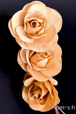 Rose en bois - diam. 8 cm - creme